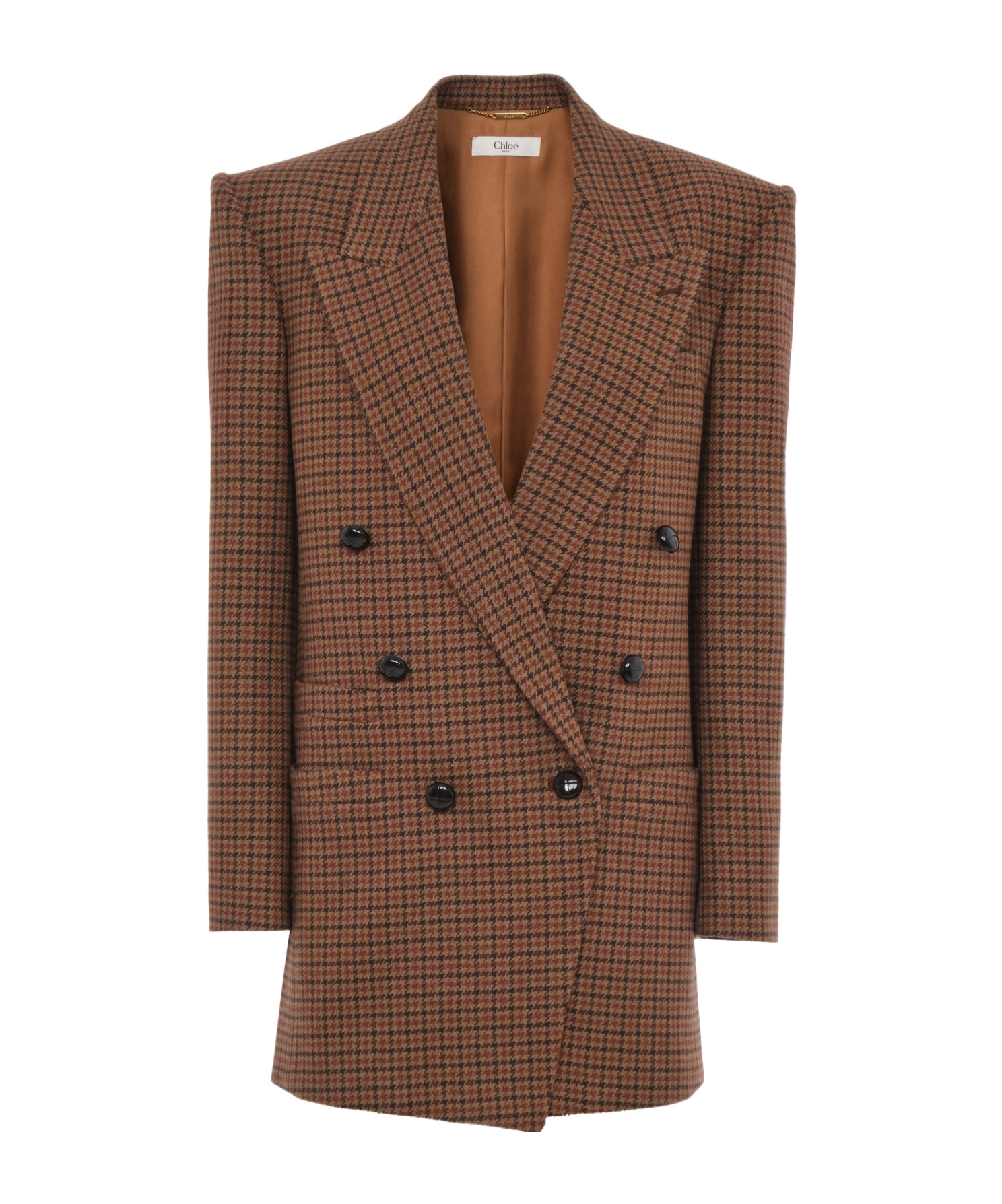Chloé Checked Double-breasted Wool-blend Blazer In Animal Print