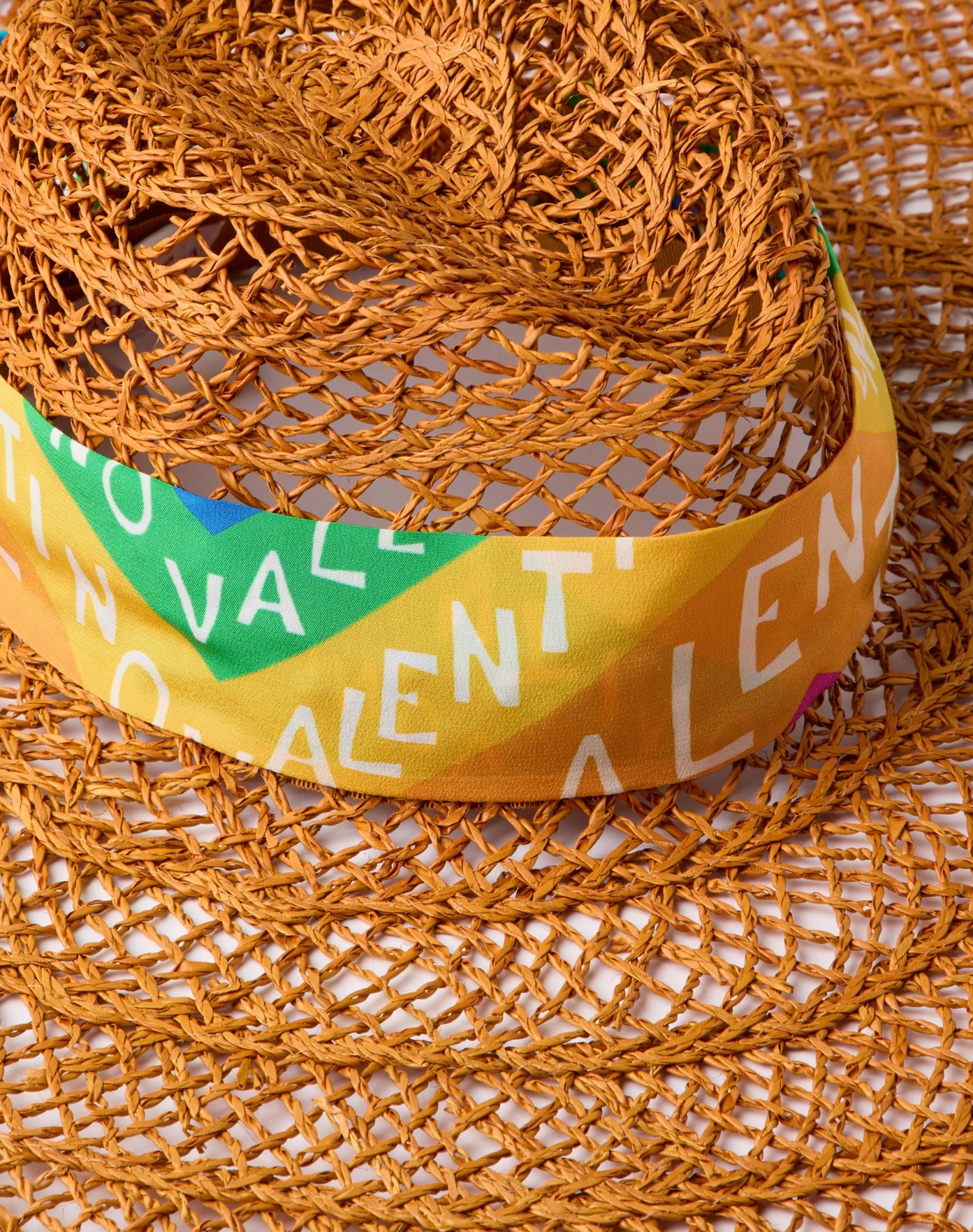 Valentino Scarf-detailed Wide-brim Sun Hat In Multi-color