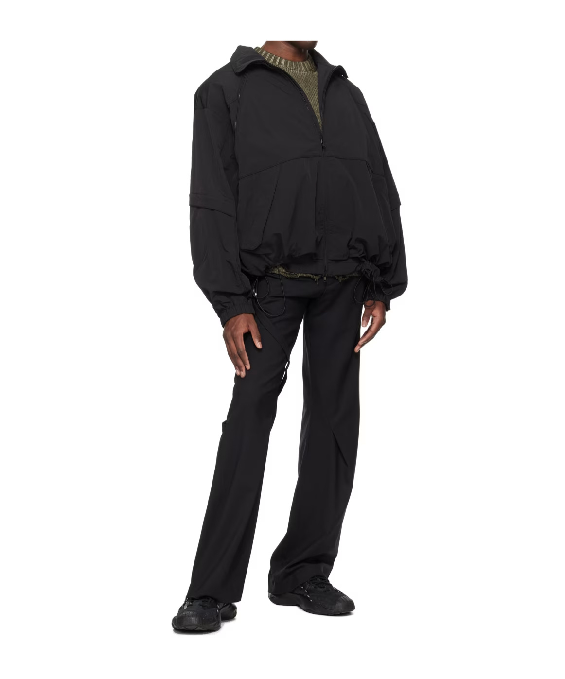 Juunj Detachable Sleeve Zipper Casual Jacket In Black