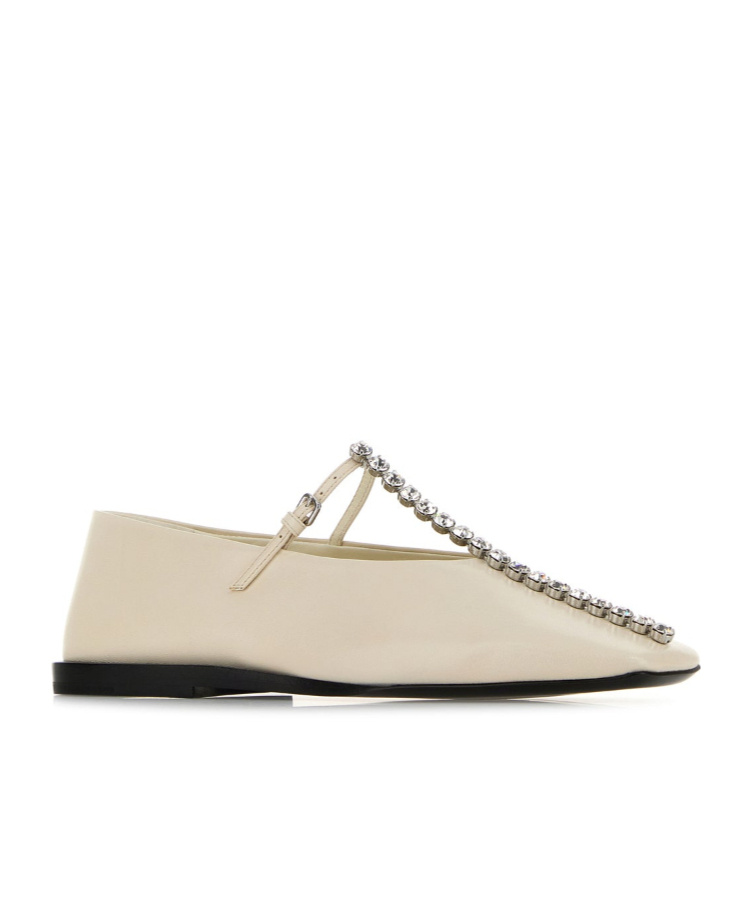 Jil Sander Ivory Leather Ballerinas In Neutral