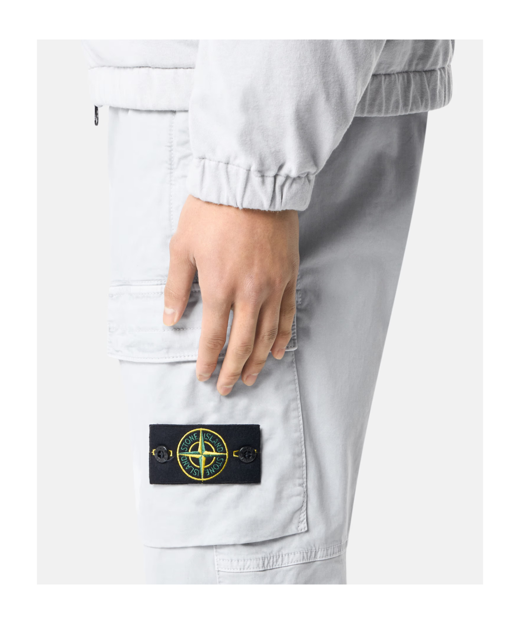 Stone Island Tapered Leg Cargo Trousers In Pearl Grey