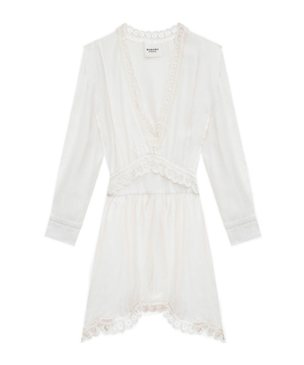 Isabel Marant Étoile Long-sleeve V-neck Dress In White