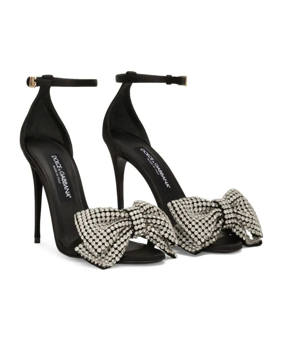 Dolce & Gabbana Rhinestone Decorative High-heeled Sandals In Black