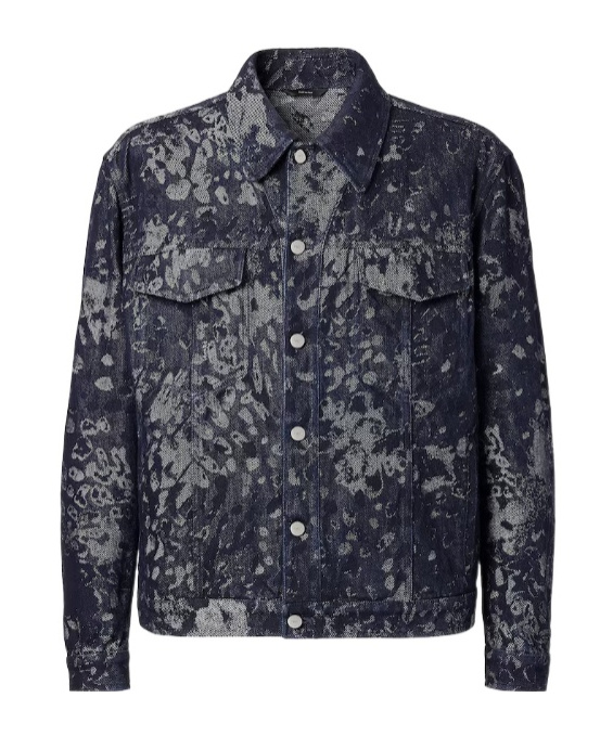 Fendi Blue Jacquard Denim Jacket In Blue