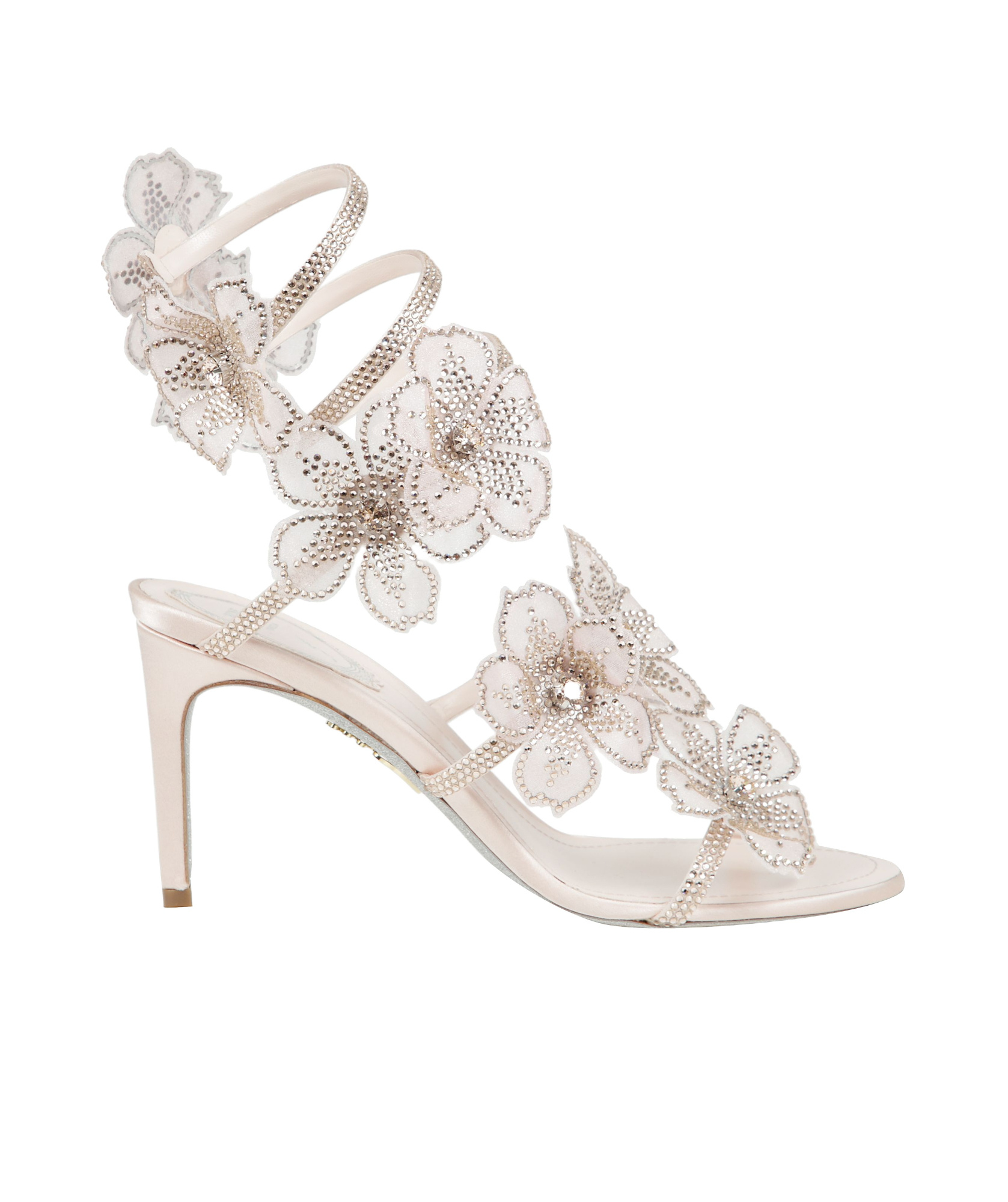 René Caovilla Flower Embellished Ankle Strap Sandals