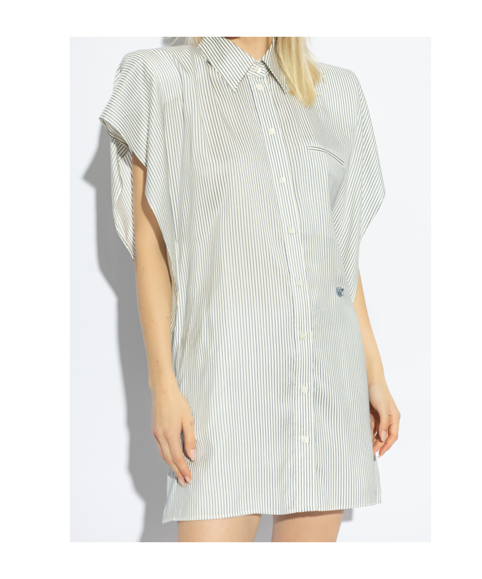 Stella Mccartney Silk Shirt Mini Dress In White