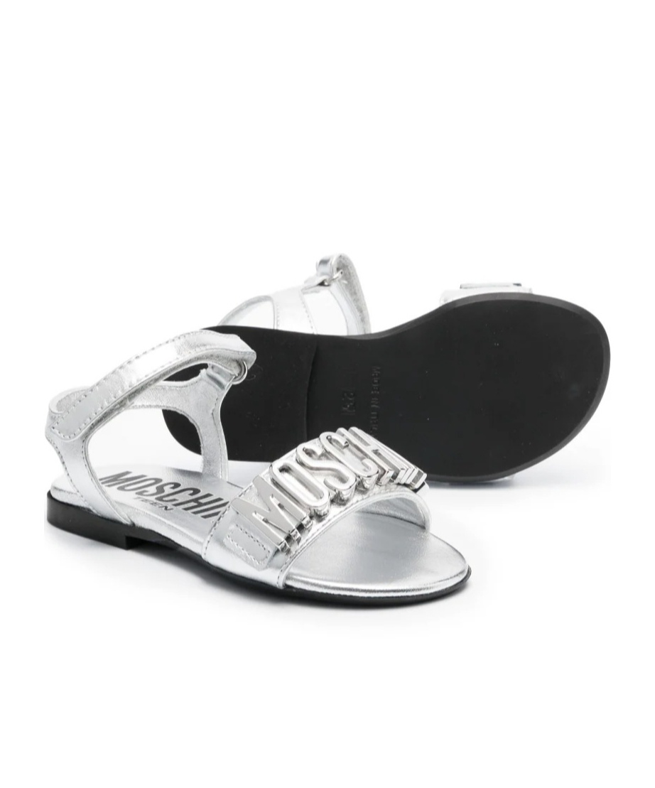 Moschino Logo Flat Sandals In White