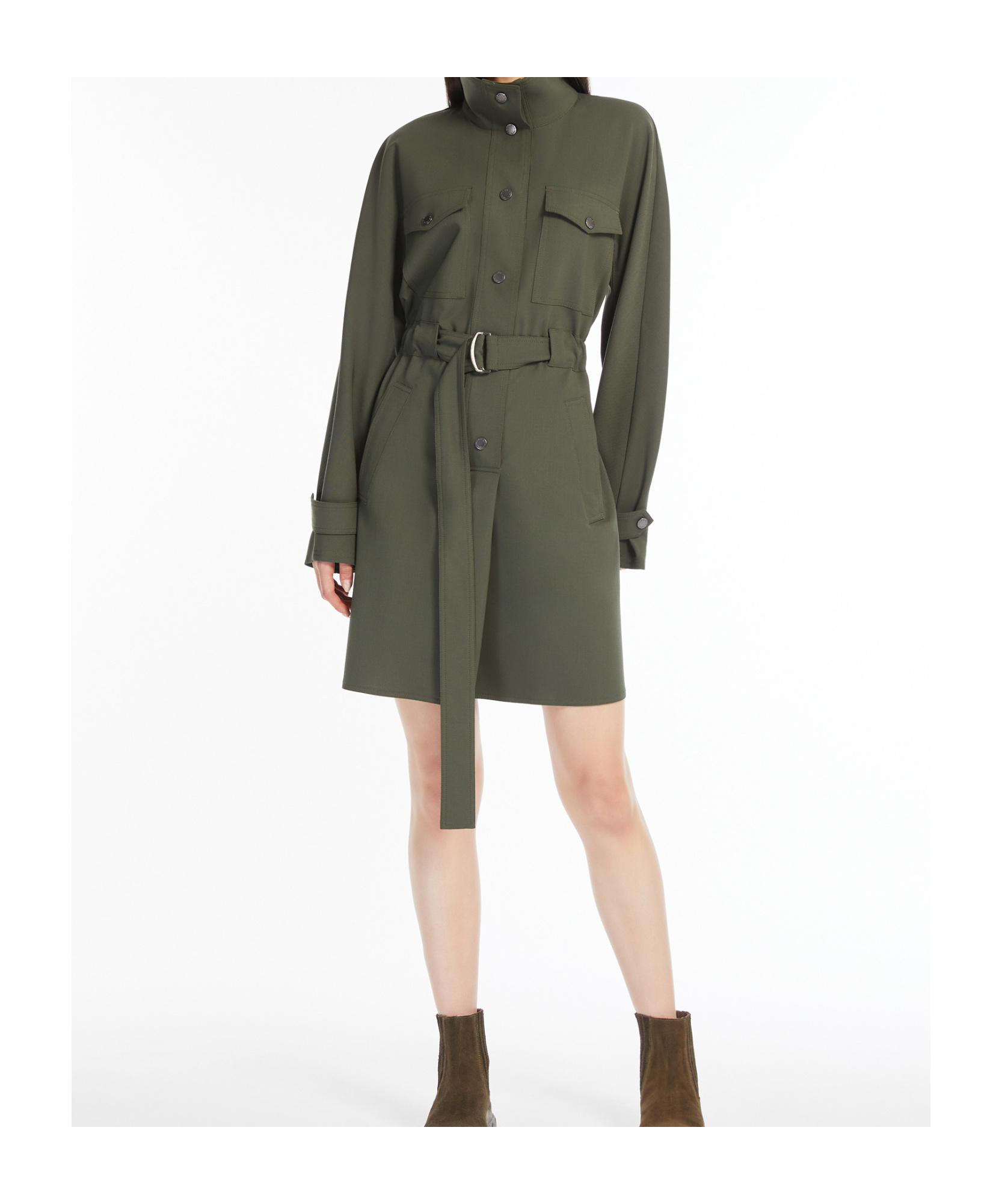 Weekend Max Mara Wool Gabardine Dress In Green