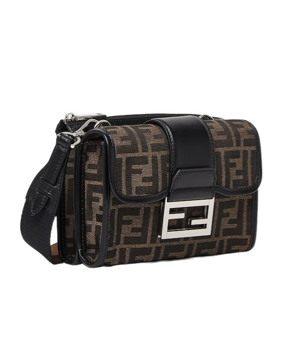 Fendi Double Baguette Shoulder Bag In Black