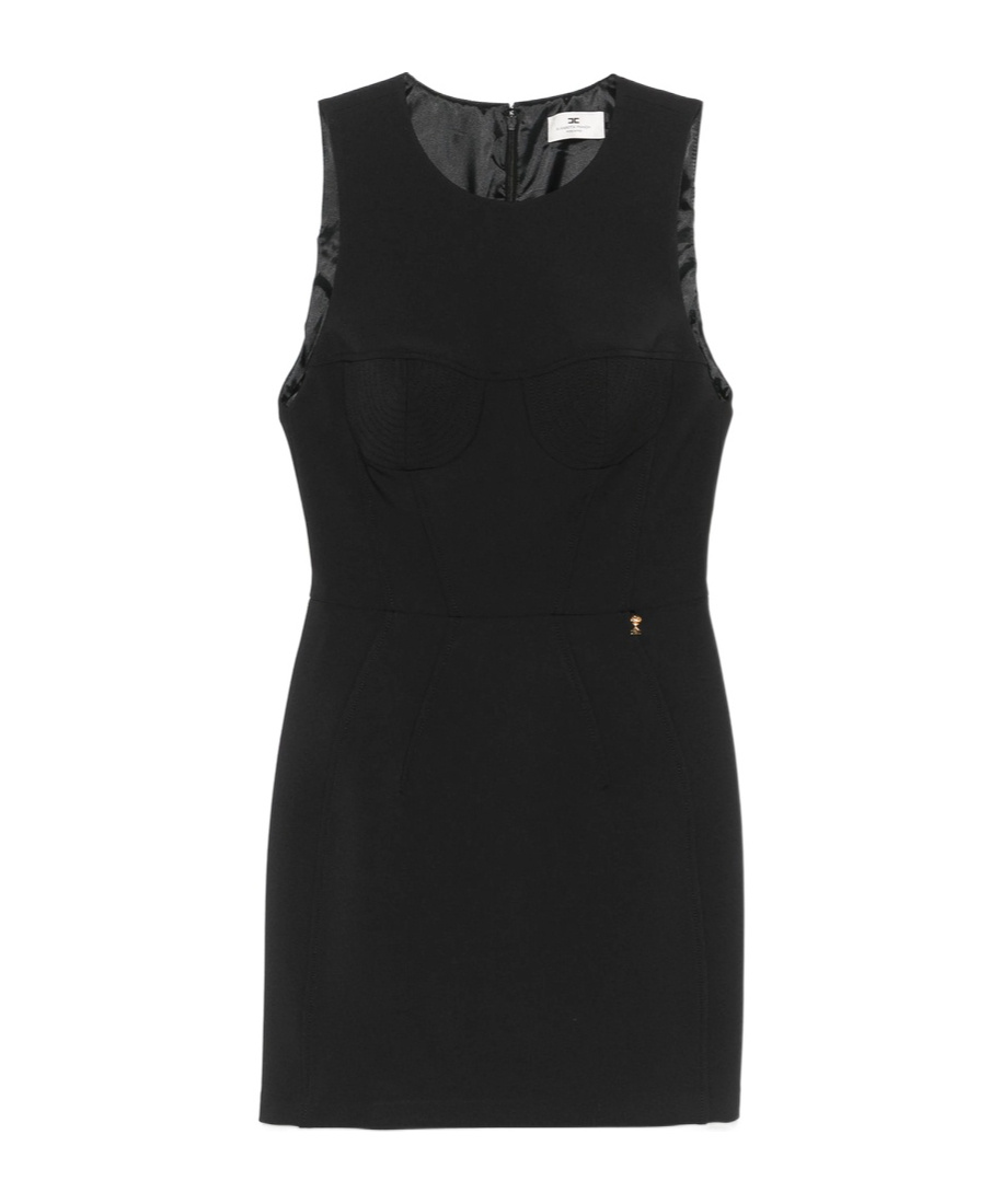 Elisabetta Franchi Floral-charm Crepe Mini Dress In Black