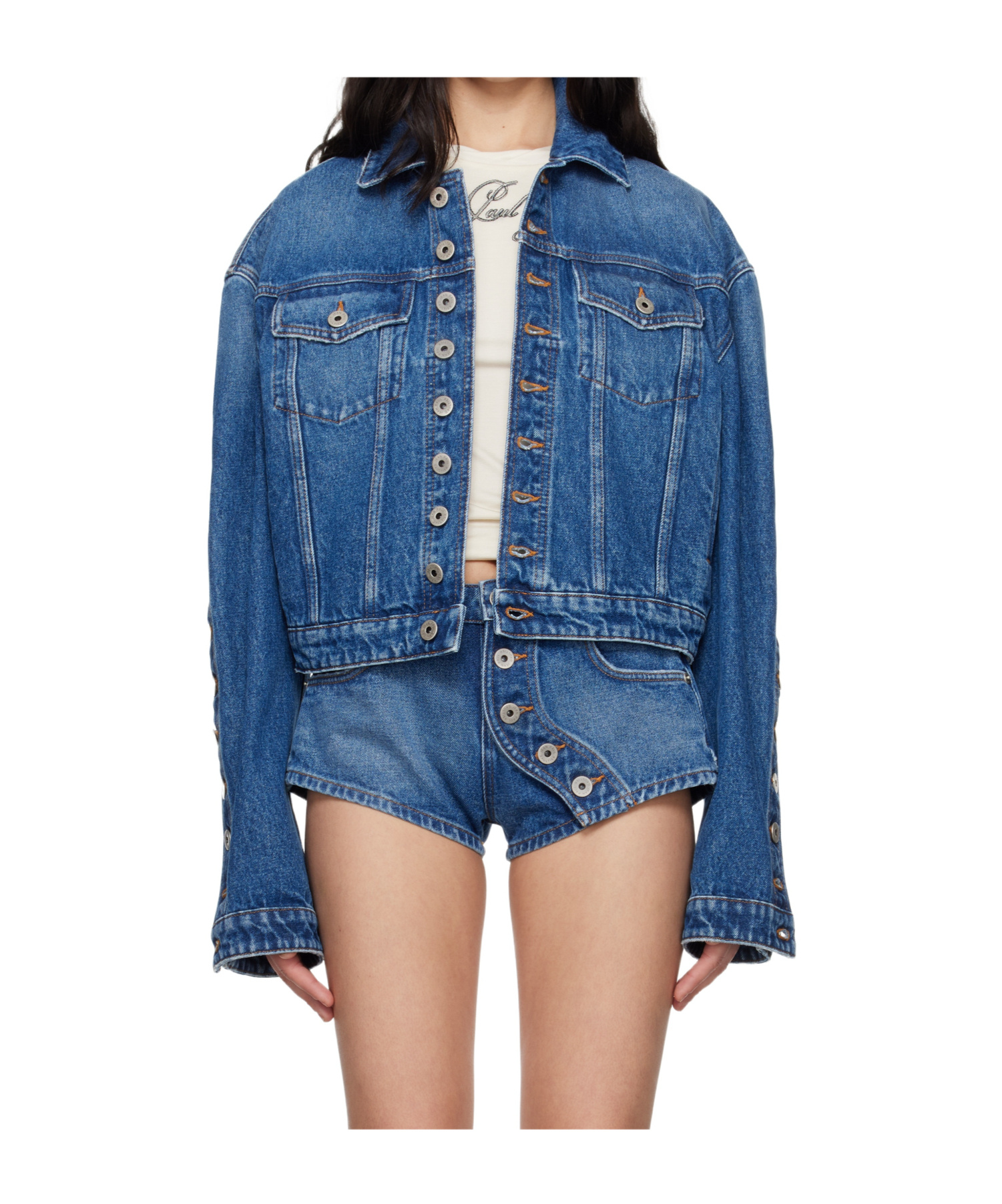 Jean Paul Gaultier Button Long Sleeve Denim Jacket In Blue