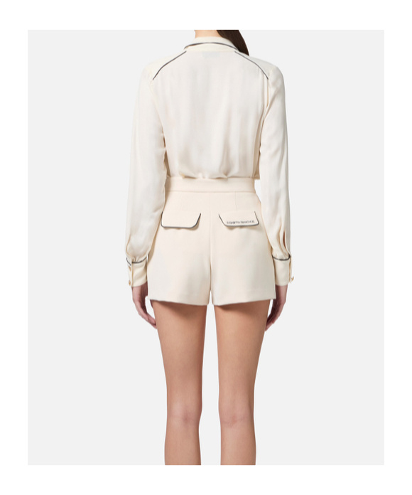 Elisabetta Franchi Georgette Shirt With Scarf And Piping In White