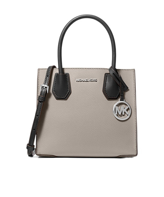Michael Kors Mercer Medium Pebbled Leather Crossbody Bag In Gray