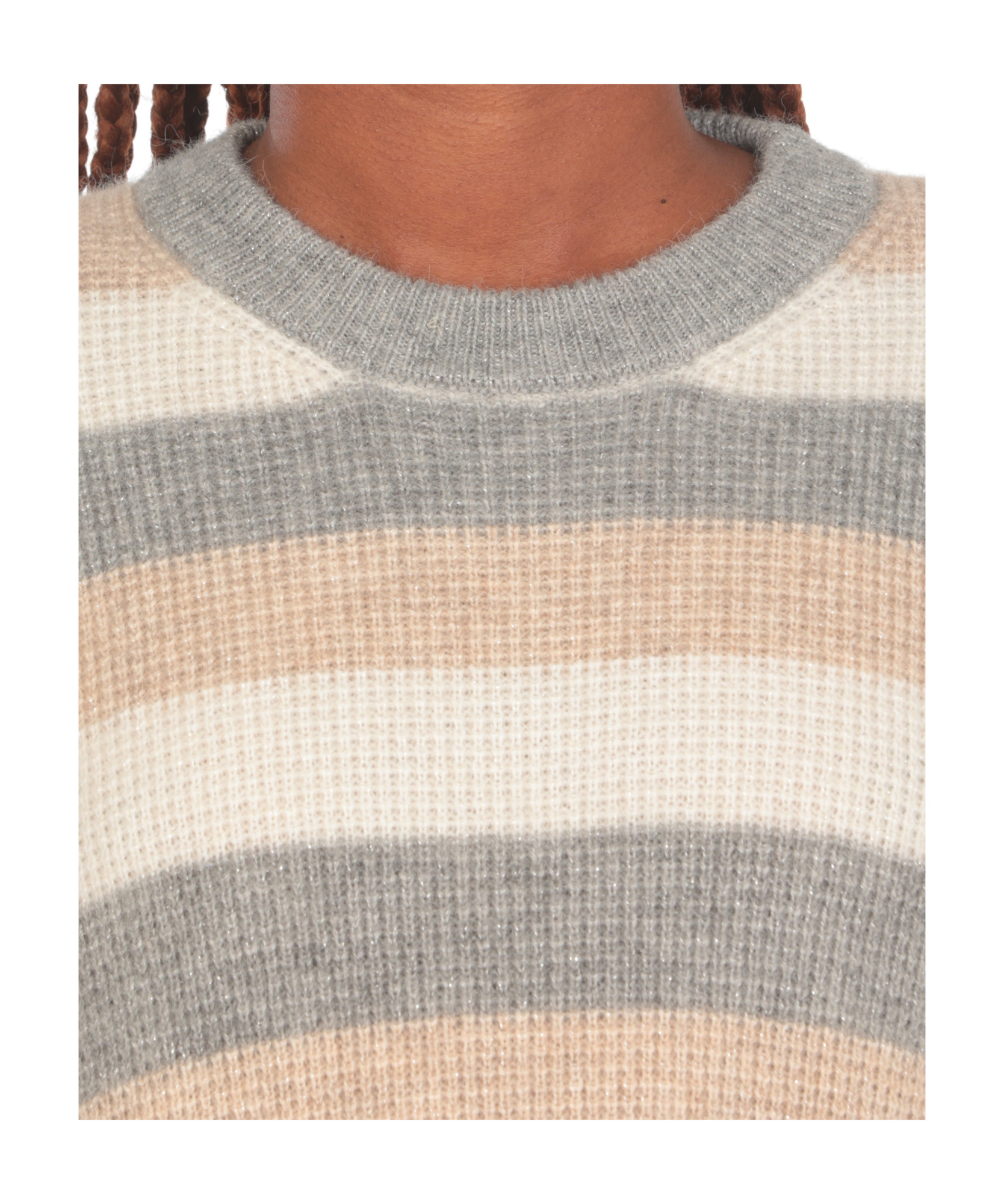 Peserico Striped Wool Silk Cashmere Blend Sweater In White