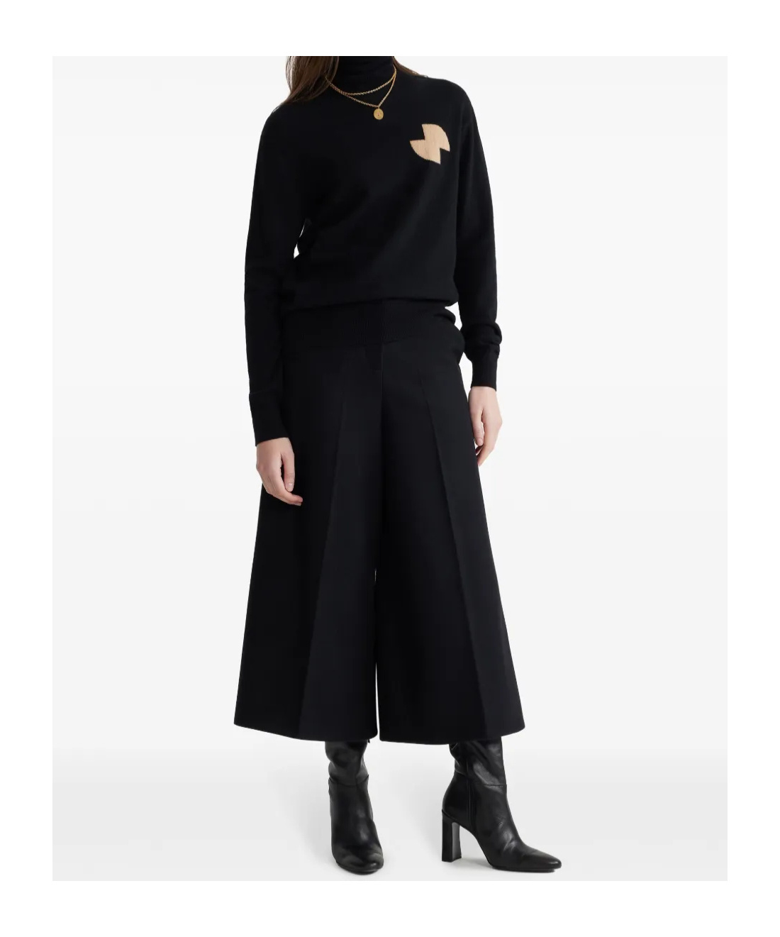 Patou Turtleneck Long Sleeve Sweater In Black
