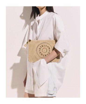 Stella Mccartney Logo Raffia Clutch Pouch
