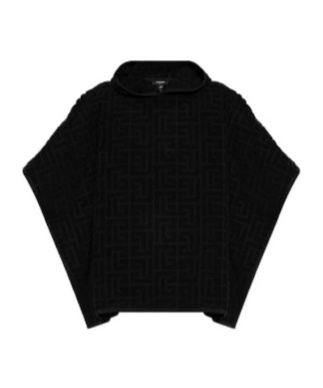 Balmain Hooded Cloak In Black