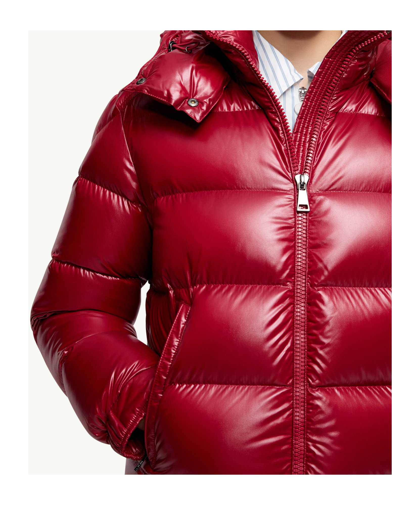 Moncler Long Sleeve Down Jacket In Red