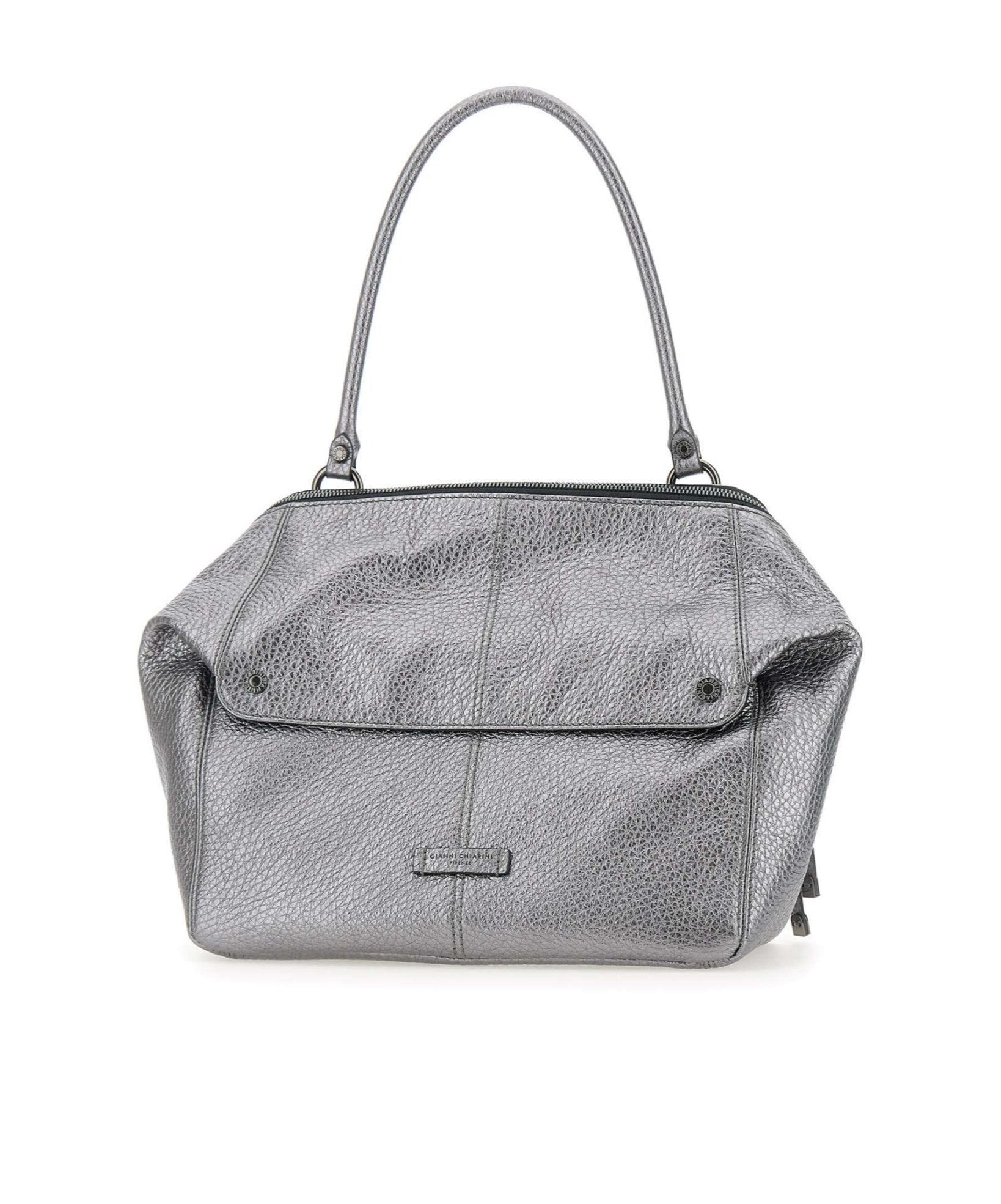Gianni Chiarini Metallic Leather Shoulder Bag In Gray
