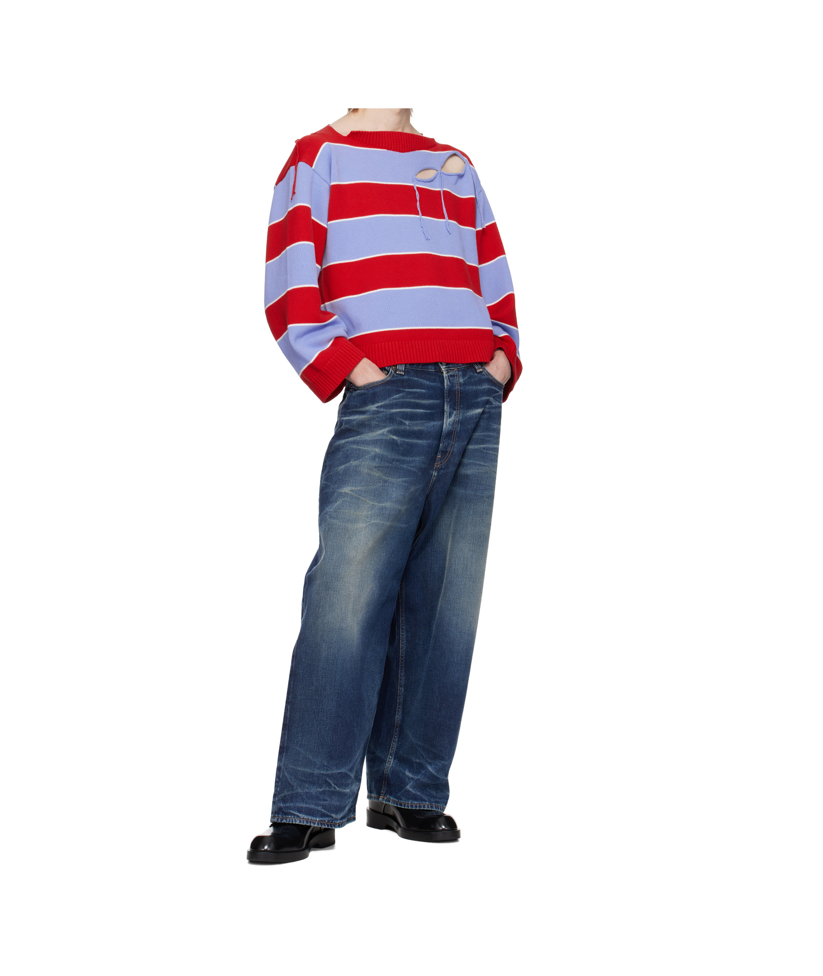 Charles Jeffrrey Loverboy Slash Stripe Sweater In Red