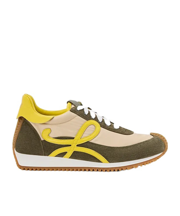 Loewe Flow Runner 2.0 Leather-trimmed Shell And Suede Sneakers In Green