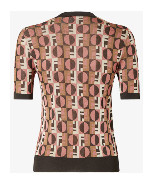 Fendi Three-dimensional Jacquard Sweater With Geometric Pattern In Brown