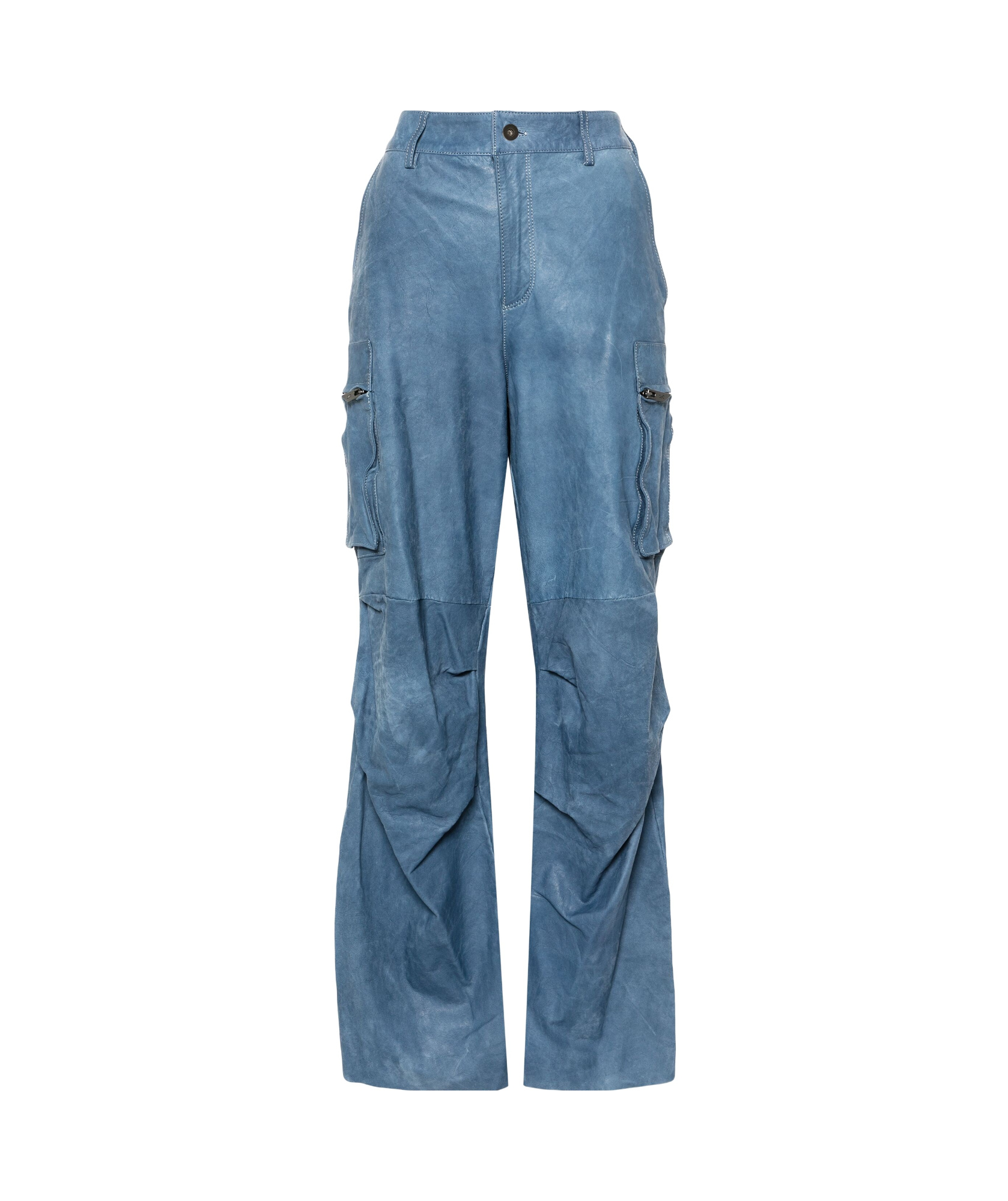 Salvatore Santoro Leather Cargo Pants In Blue