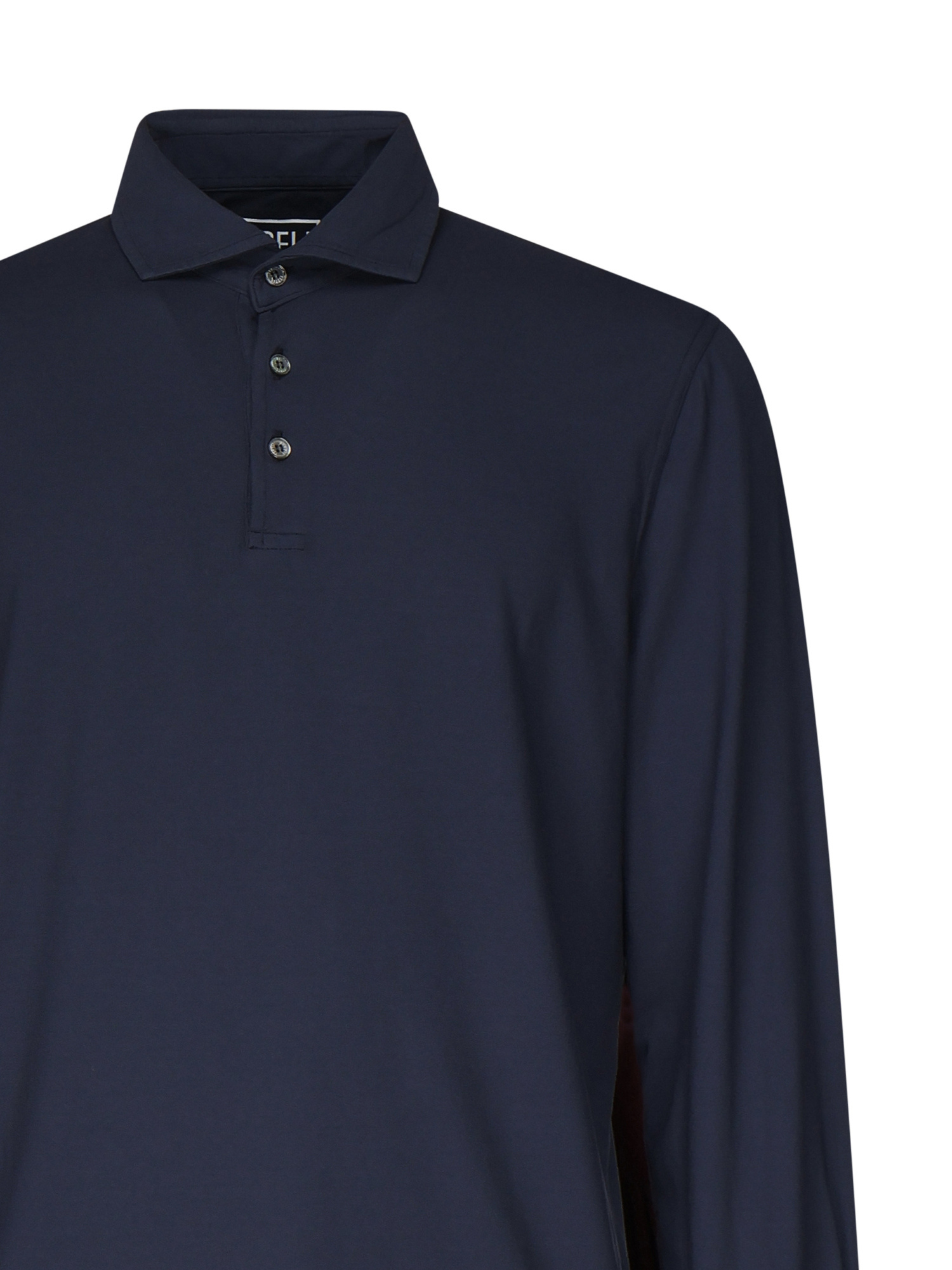Fedeli Long Sleeve Polo In Organic Cotton In Blue