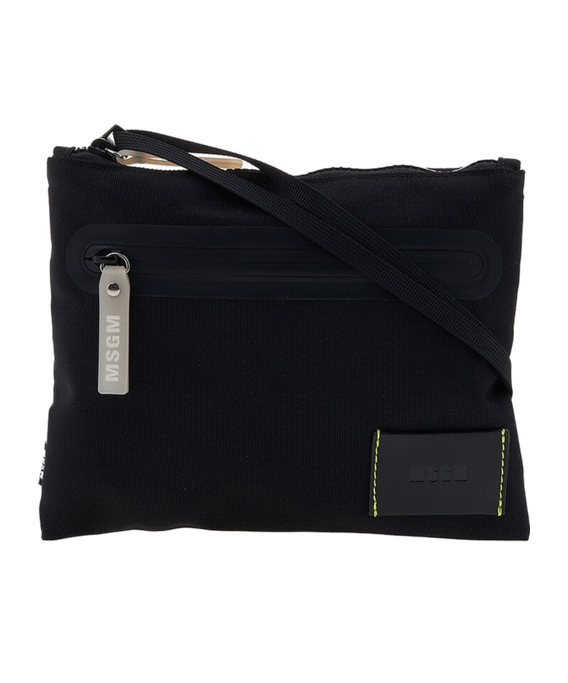 Msgm Logo-patch Clutch Bag In Black