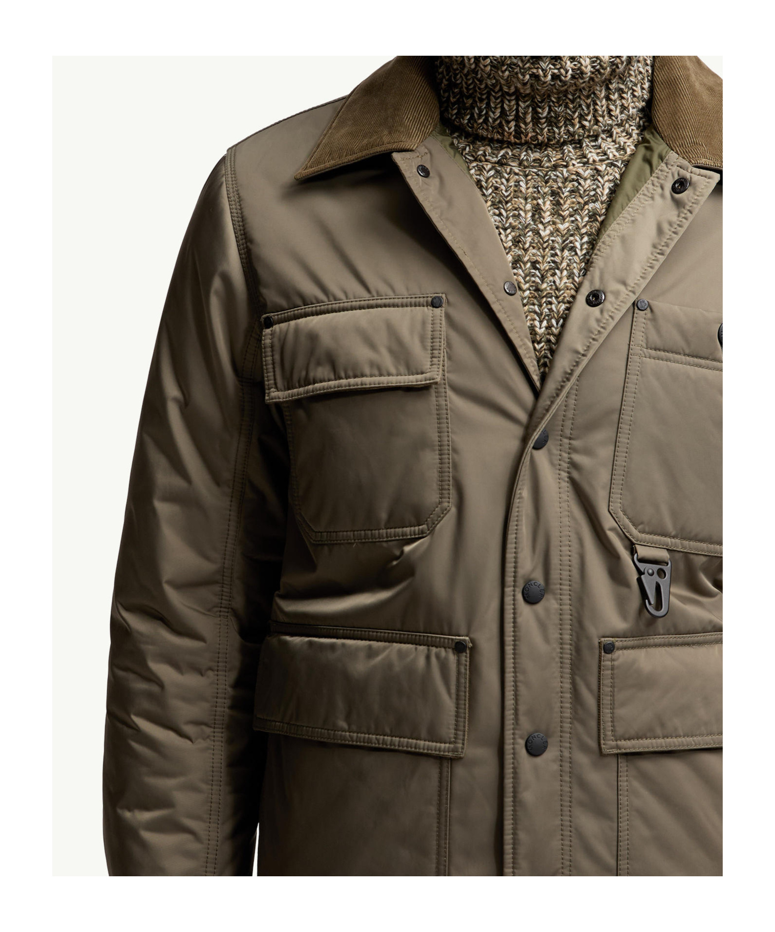 Moncler Apres Ski Corduroy-trimmed Down Jacket In Brown