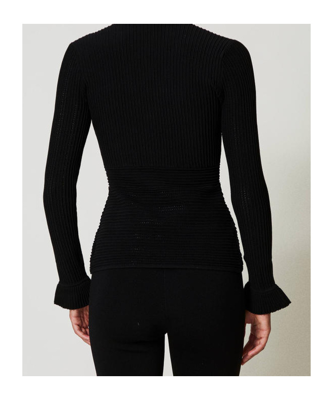 Shop Twinset Fitted Knit Cardigan In Black