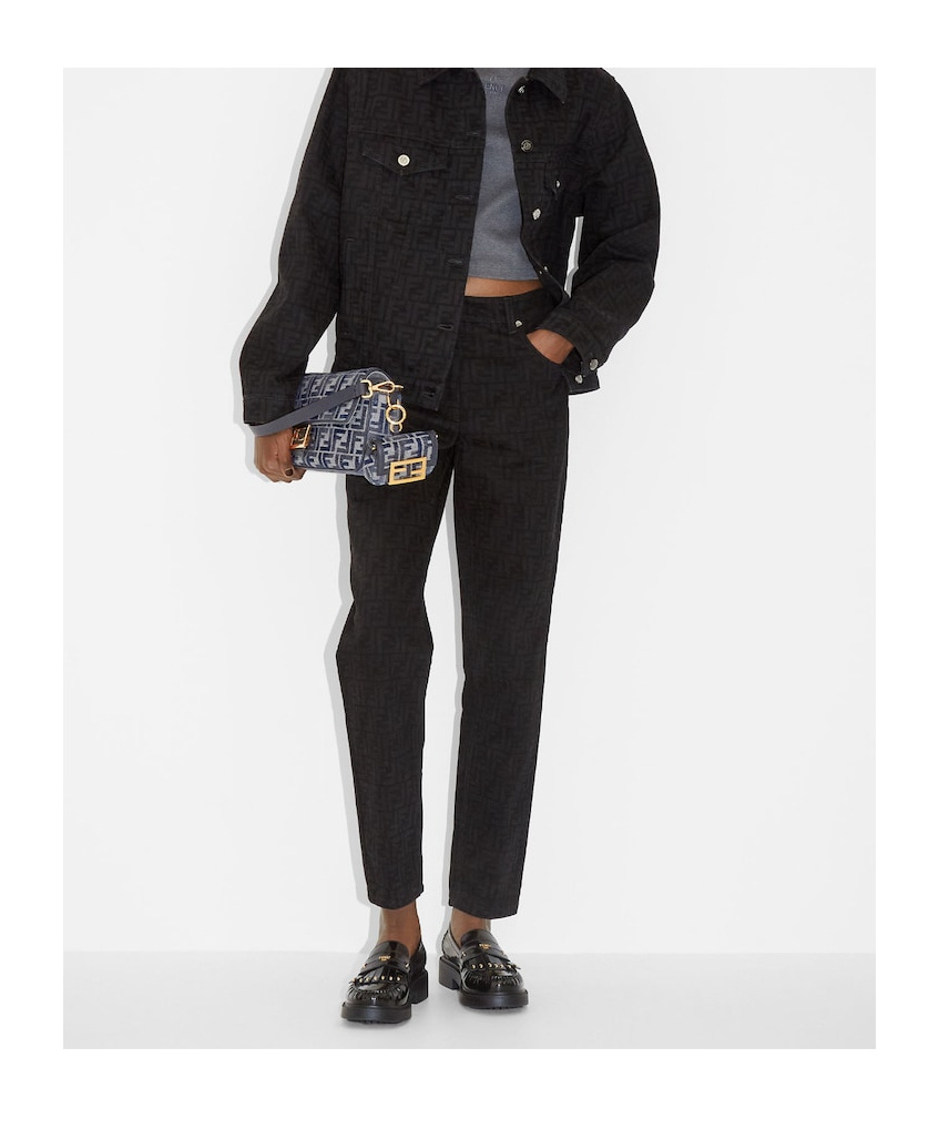Fendi Leather Loafers With Fringed Moccasin Stitching In Black