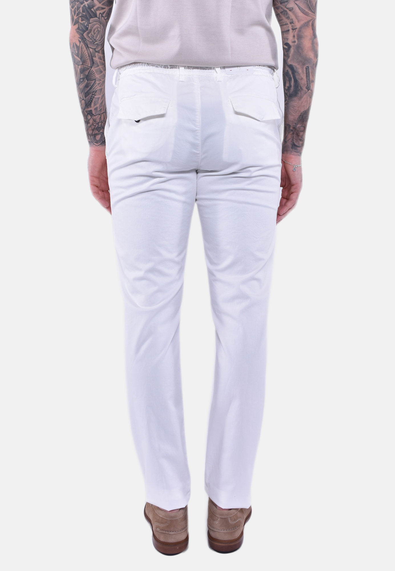 Eleventy Drawstring Casual Pants In White