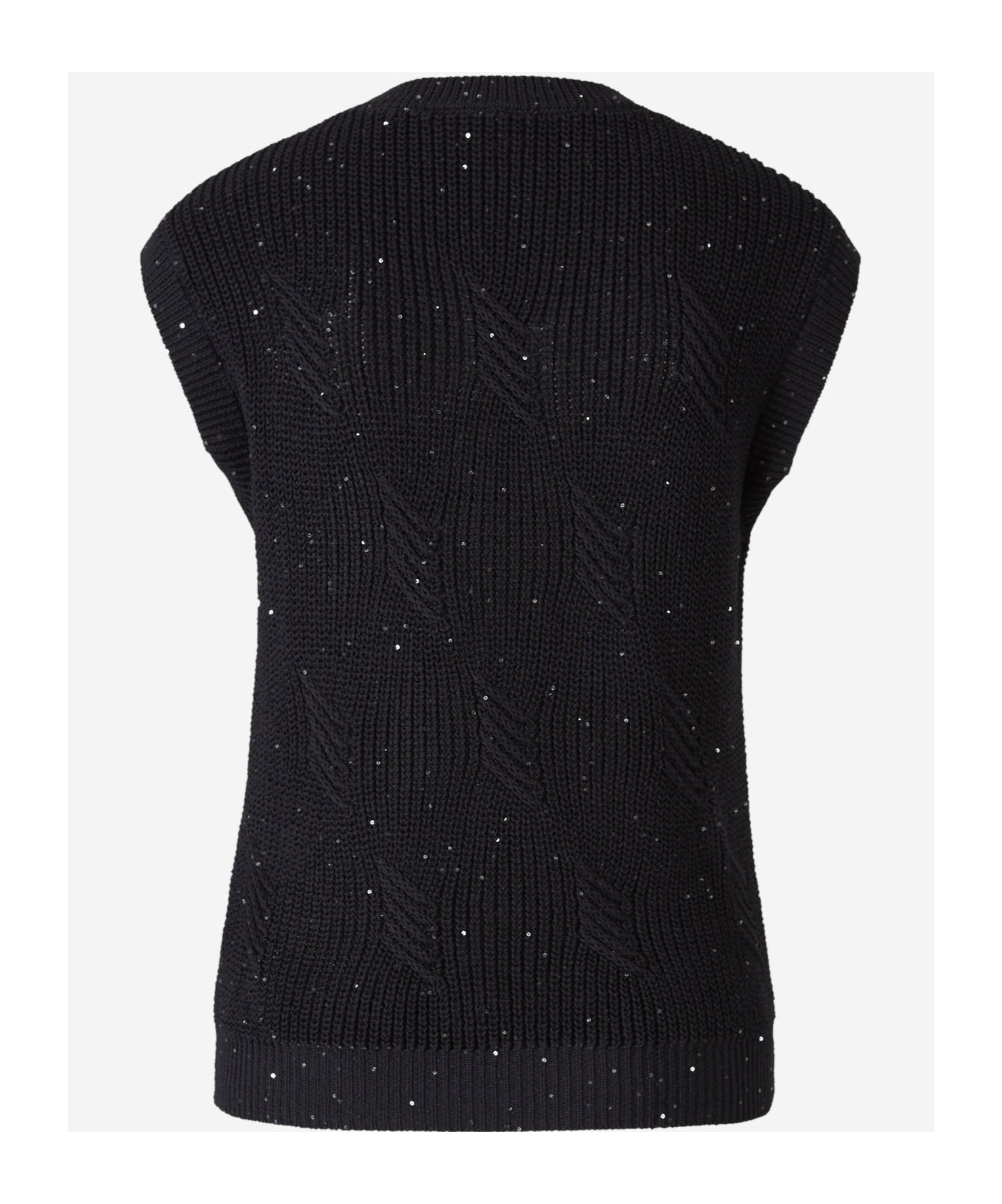 Shop Peserico Round Collar Sleeveless Sweater In Black