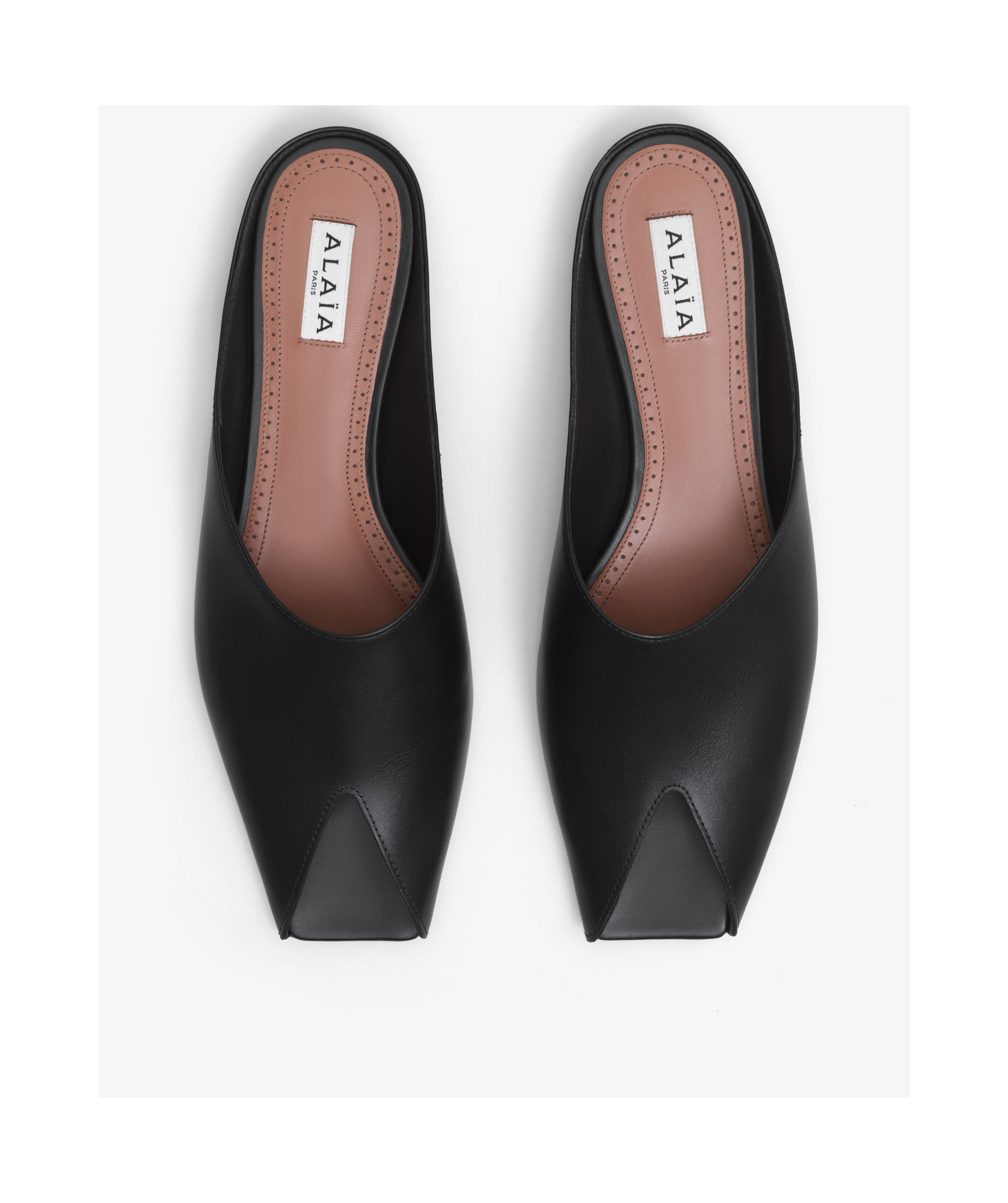 Alaïa Spike Leather Slippers In Black