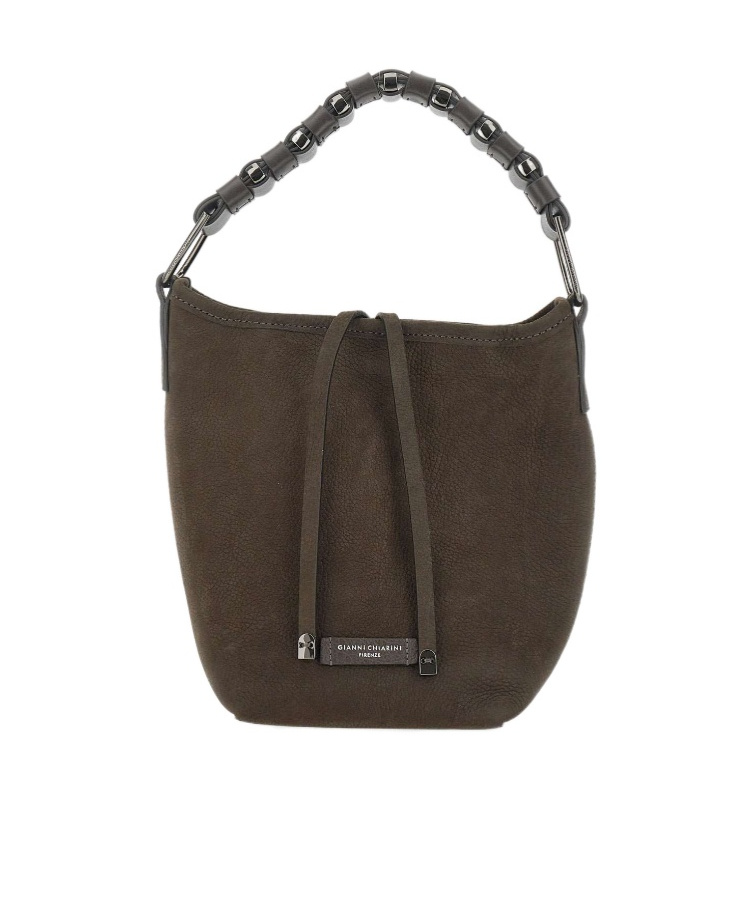 Gianni Chiarini Logo Patch Drawstring Shoulder Bag In Brown