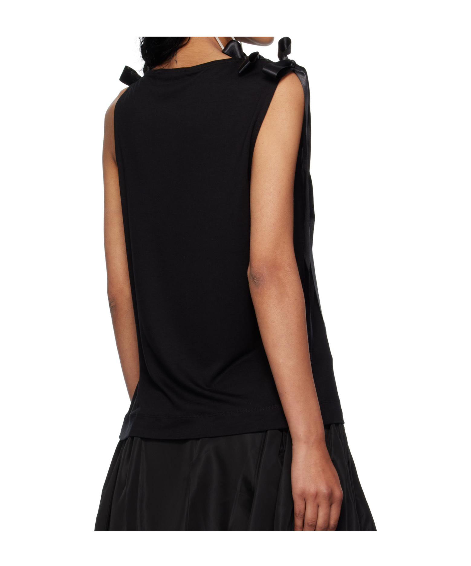 Simone Rocha Black Bow Ribbon Tail Tank Top In Black