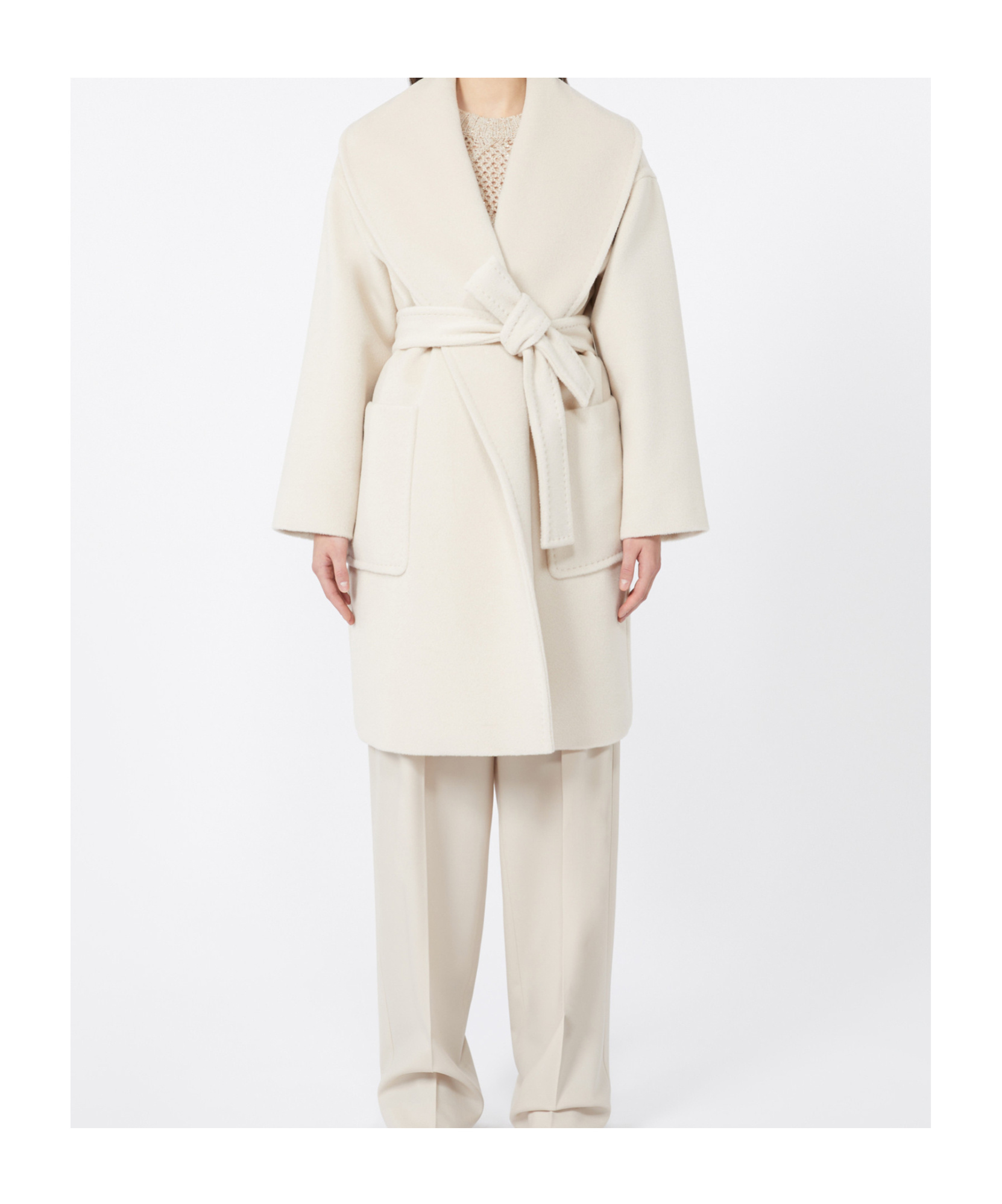 Max Mara Alpaca And Virgin Wool Coat In White