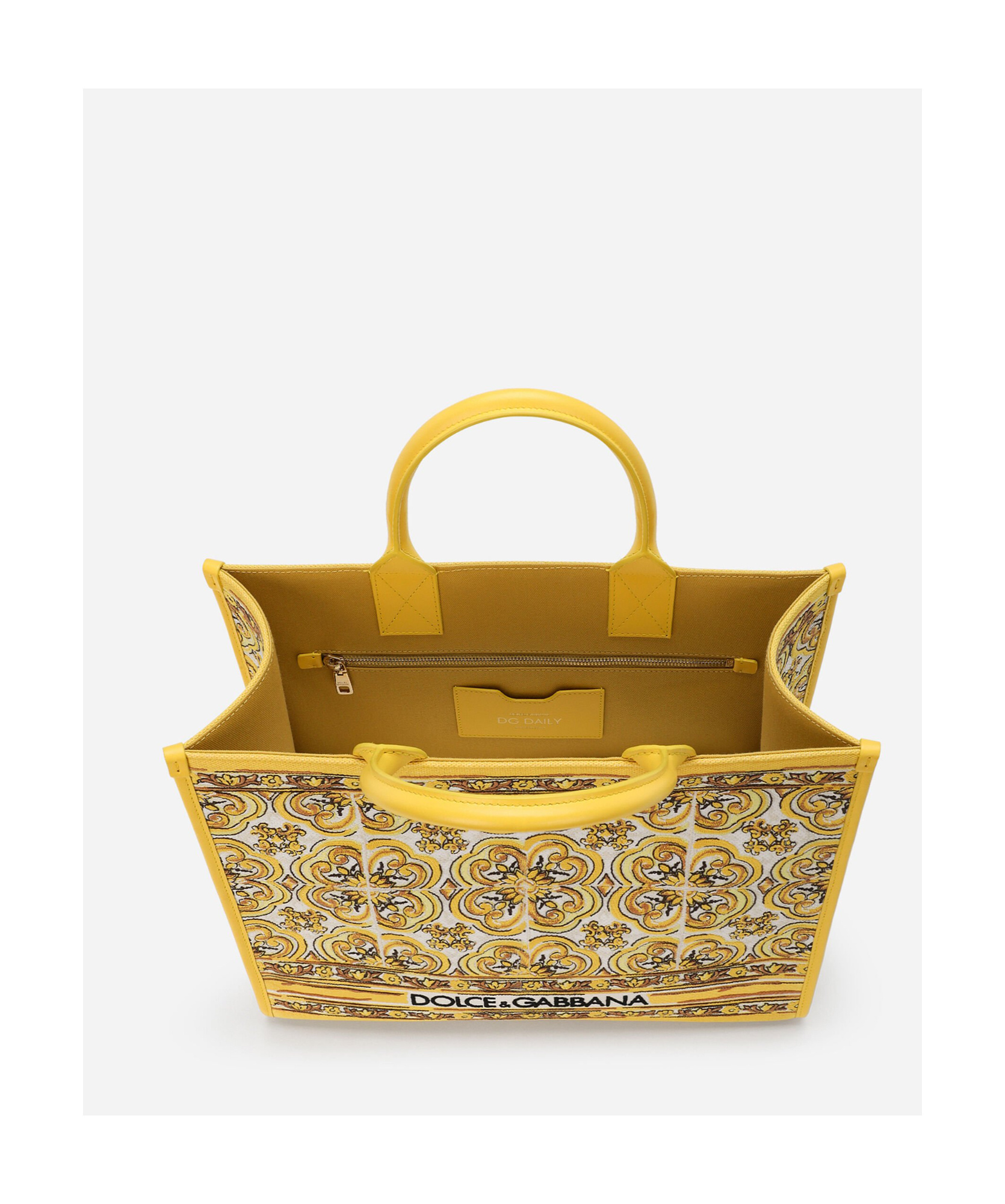 Shop Dolce & Gabbana Medium Dg Daily Canvas Tote Bag In Yellow