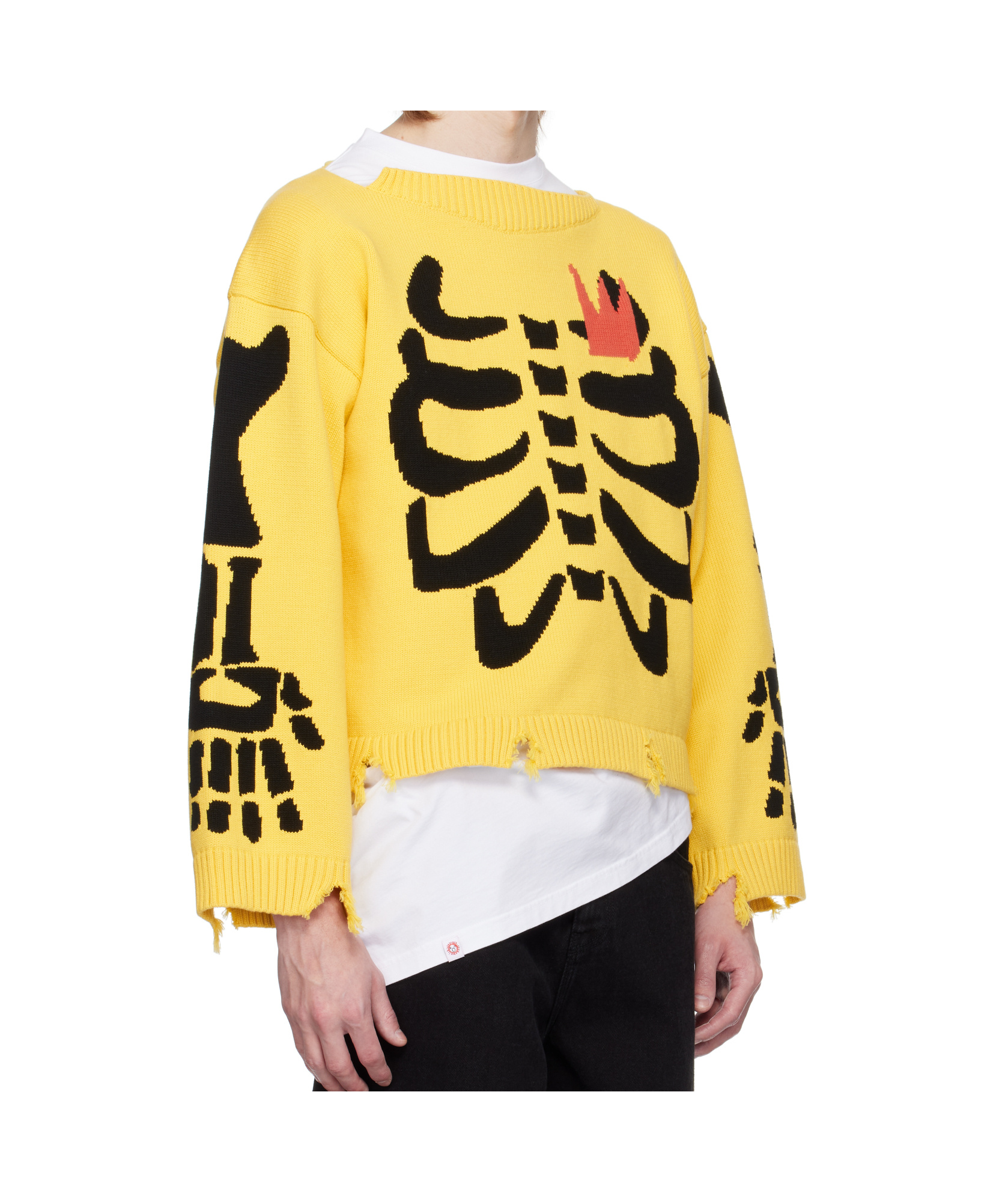 Charles Jeffrrey Loverboy Graphic Slash Sweater In Yellow Skeleton