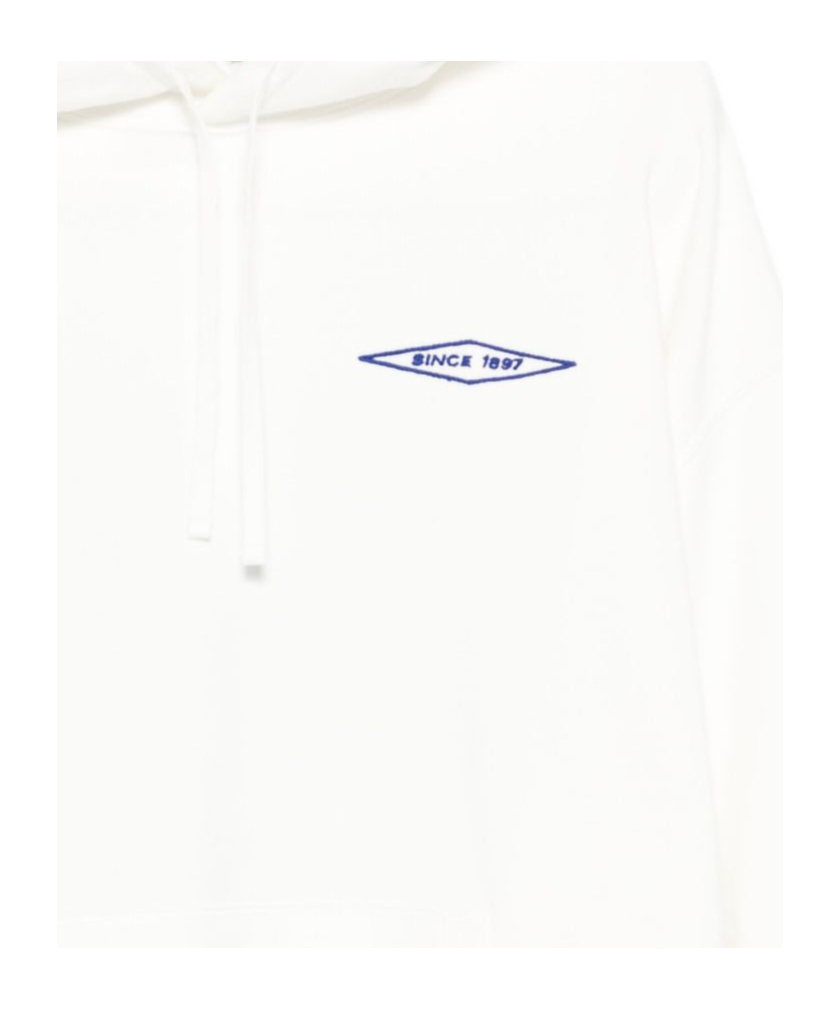 Junya Watanabe Graphic Print Hooded Sweatshirt Front Pocket In White