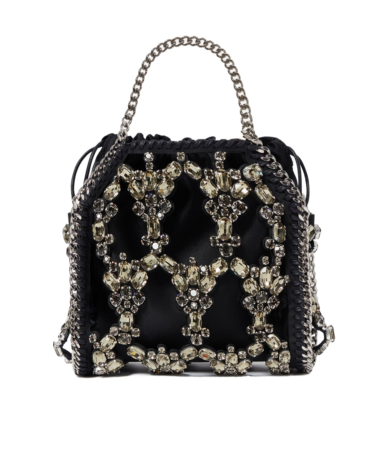 Stella Mccartney Mini Crystal Cage Tote Bag In Black