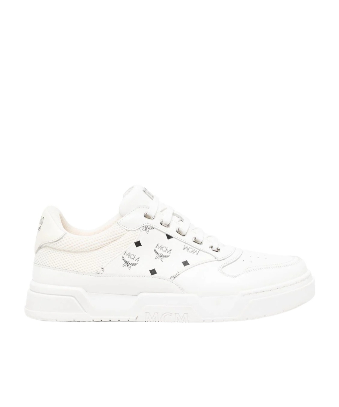 Mcm Printed Canvas Terrain Sneakers In White
