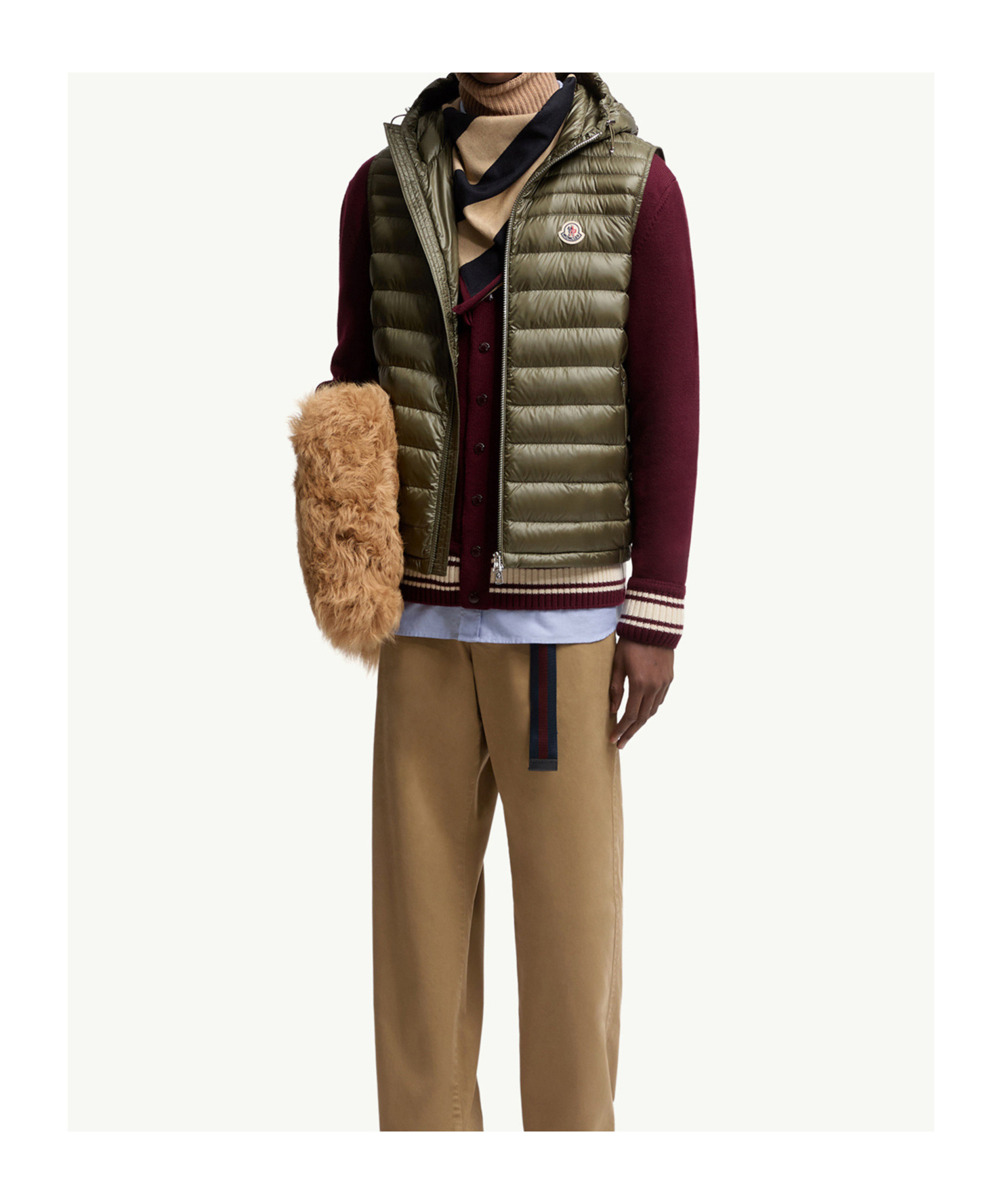 Moncler Mens Olive Orant Padded Nylon-down Gilet In Green