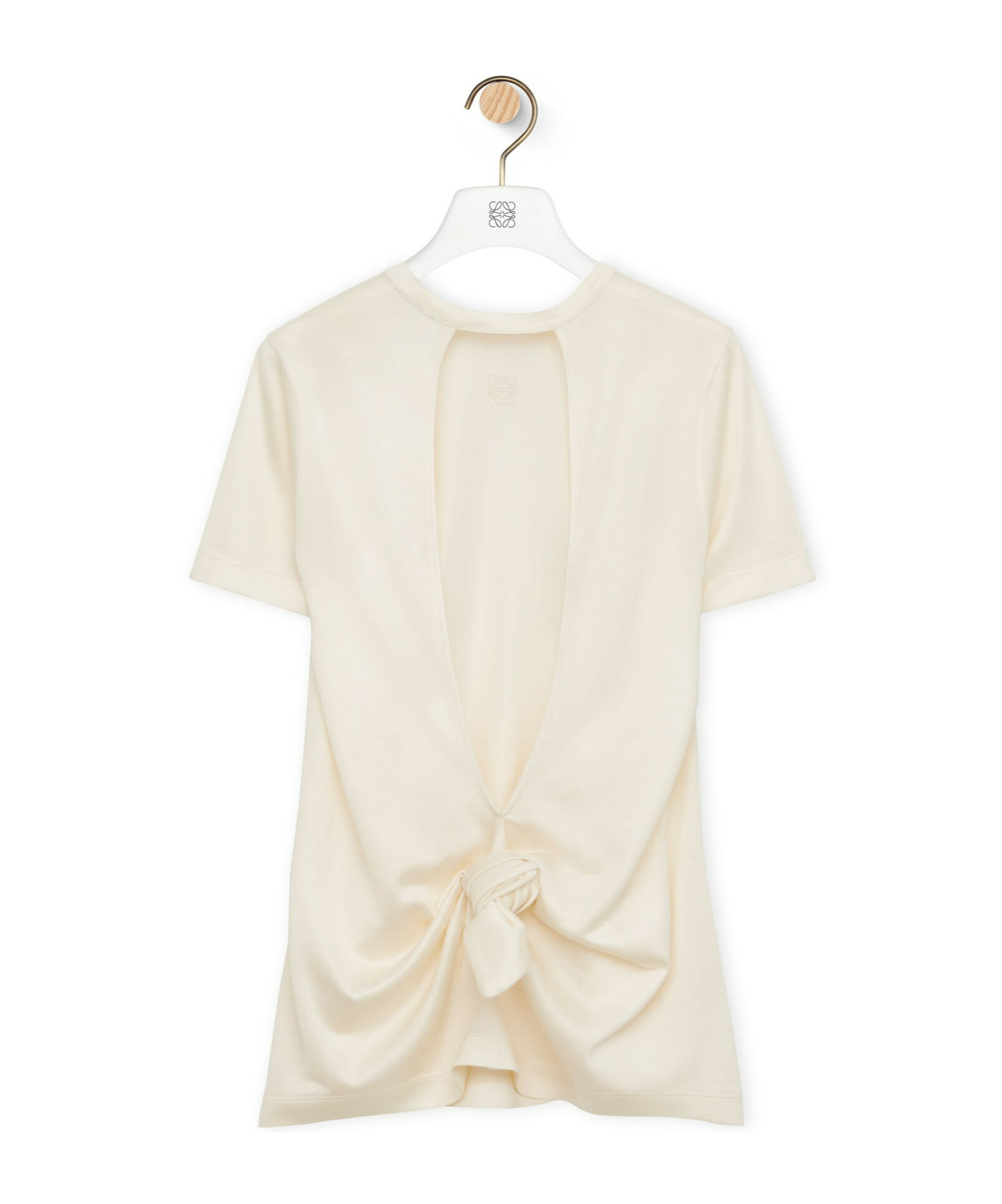 Loewe Anagram-embroidered Knotted T-shirt In Nude