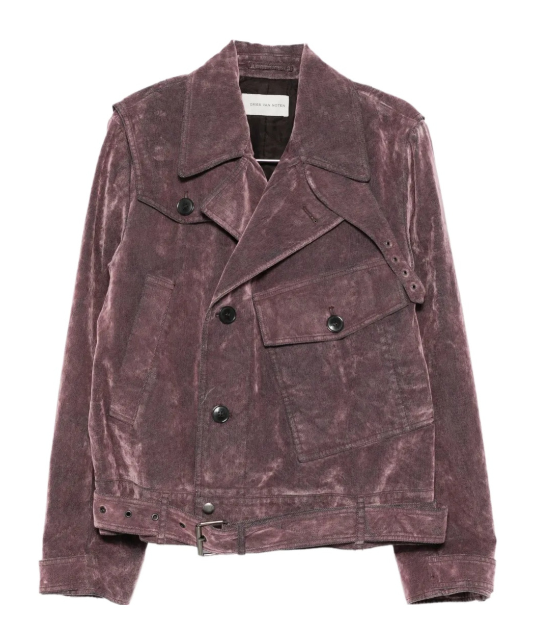 Dries Van Noten Corduroy Blazer With Belted Hem And Pockets In Purple