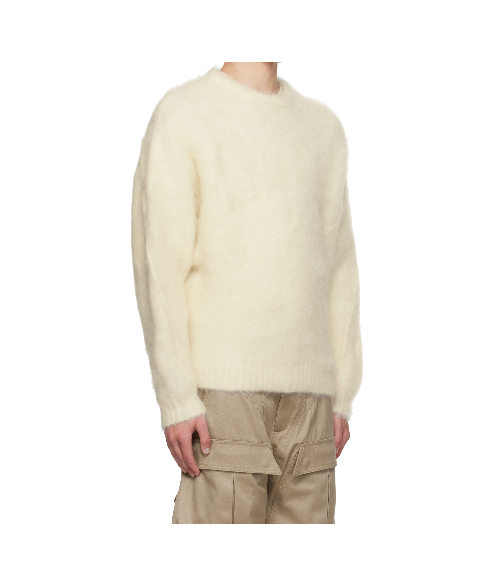 Mugler Ribbed-knit Sweater In Neutral
