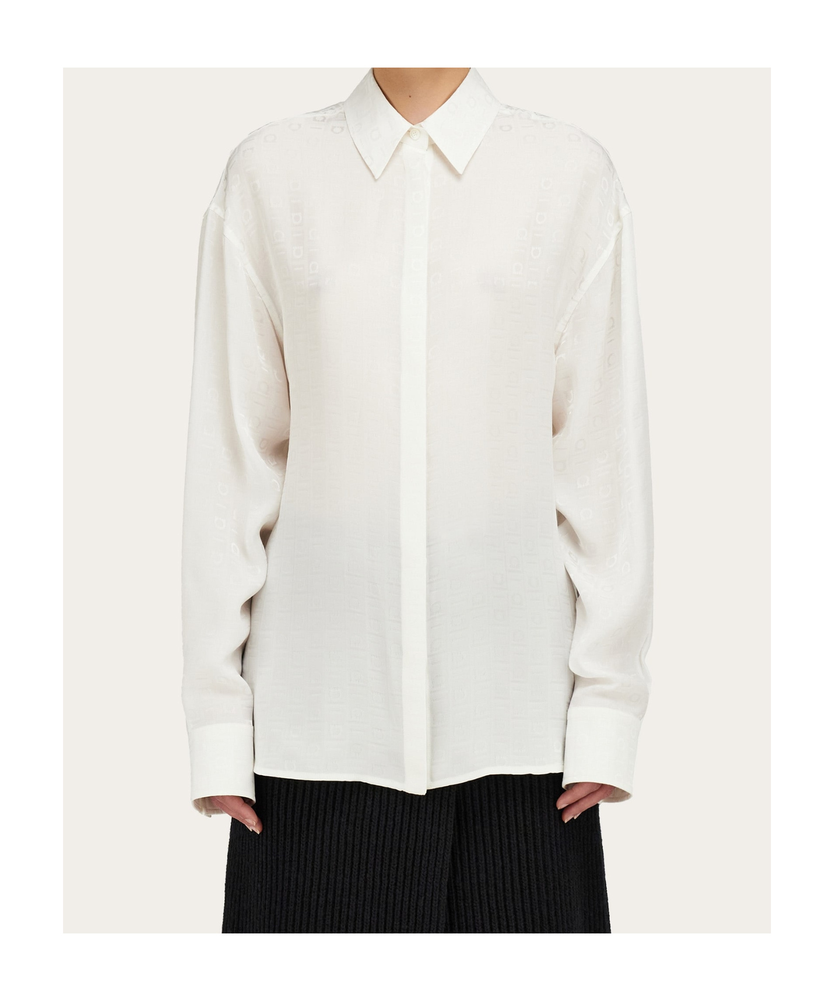 Ferragamo Gancini-print Shirt In White