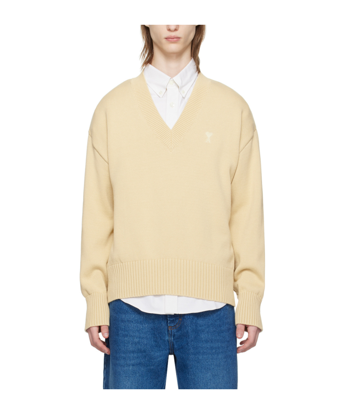 Ami Alexandre Mattiussi Ami De C Ur Sweater In Yellow