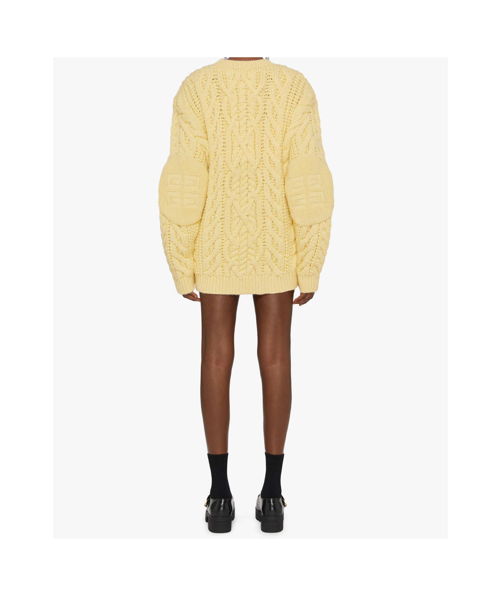 Givenchy Womens Monogram Cable-knit Wool-blend Jumper Pale Yellow In Nude